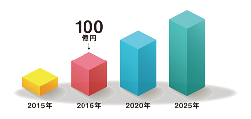 2015年 2016年100億円 2020年 2025年